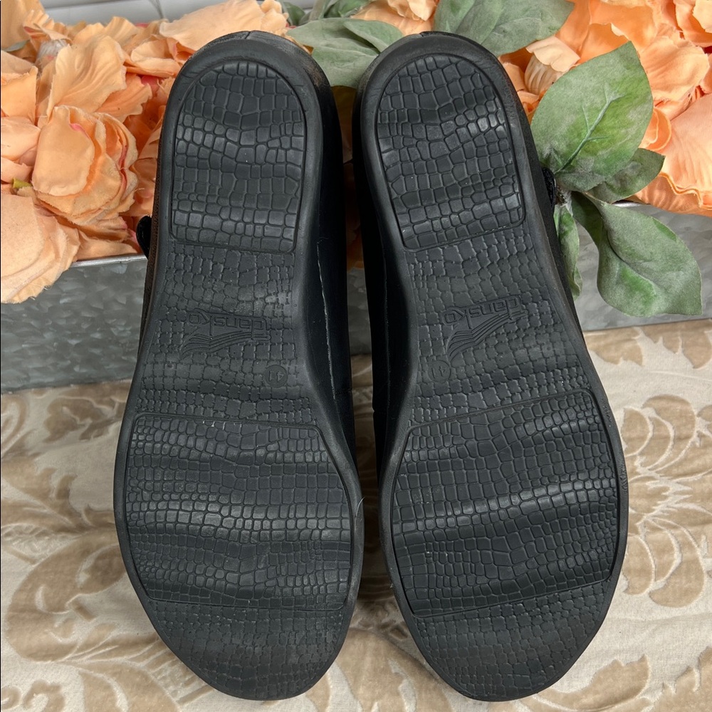 Dansko Black Leather Mary Jane Flats with Buckle - Picture 7 of 8